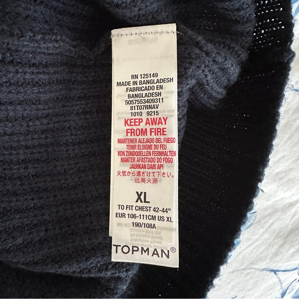 Men's Topman Navy Blue Knit Sweater Size XL - Picture 5 of 6